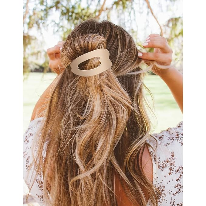 Flat Claw Hair Clips for Women, 4.3 Inch Non-Slip Matte Hair Claw Clips for Thin Thick Hair, Large Neutral Hair Accessories for Comfort & All-Day Hold, Ideal for Driving, Exercise & Daily Wear