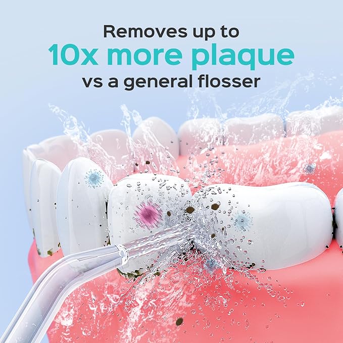COSLUS Electric Water Flosser for Teeth: Professional Dental Pick for Orthodontic, Sensitive Gums, Braces - 12 Pressure Settings & 5 Multi-Functional Tips for Multiple Users, Home Use, White
