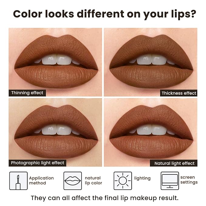 ilembane Brown Red Liquid Lipstick Matte Long Lasting Smudge-Proof, Non-Stick Cup, Transfer-Resistant Lip Color,Waterproof, Non-Transfer Formula (Graceful Glow)