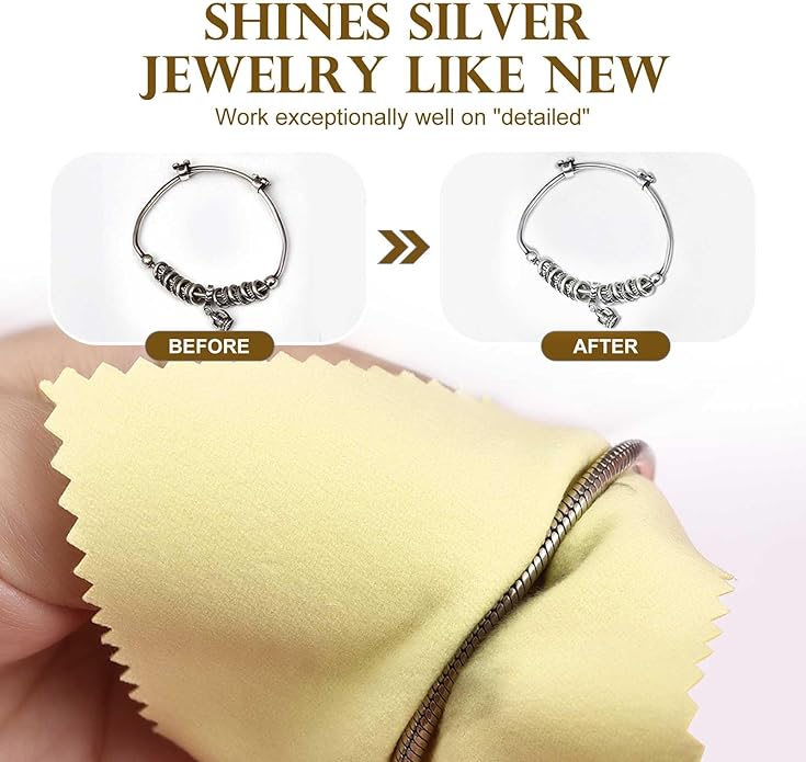 SEVENWELL 50pcs Jewelry Cleaning Cloth Pink Polishing Cloth for Sterling Silver Gold Platinum Small Polish Cloth 8x8cm