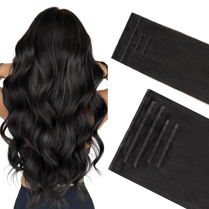 GOO GOO Invisi Edge Clip in Hair Extensions Set, 16inch 160g, 4pcs Injected Seamless PU Clip ins and 5pcs Classical PU Clip insip ins, Virgin Real Human Hair, #1B