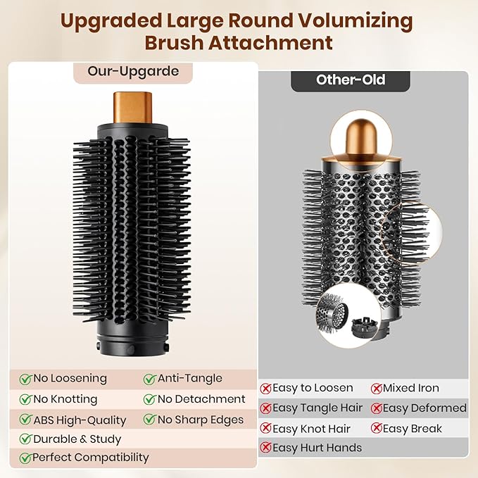 Upgraded Large Round Volumizing Brush Attachment for Dyson Airwrap HS01/05/08 Attachments for Women,Round Volumizing Airwrap Brush Accessories for Dry Fast Smooth,Big Dry Curls Volume