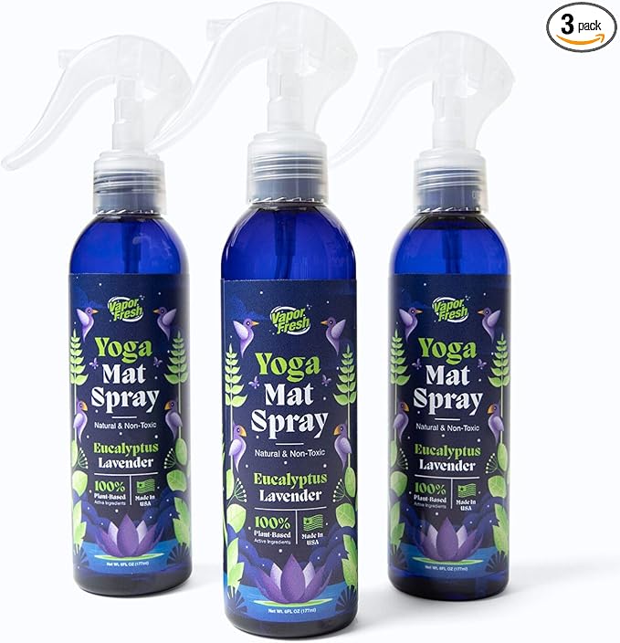 Vapor Fresh Yoga Mat Cleaner Spray, 6oz (Eucalyptus Lavender) - For Yoga Blocks, Mats, Straps and More - Powered By Essential Oils (3-Pack)