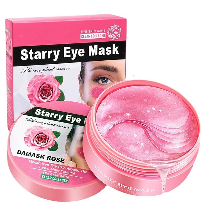 Lktvys Rose Eye Patches 2-Pack (120 PCS), Hydrating & Soothing Eye Mask Skincare, Collagen Eye Gel, Under Eye Patches for Puffiness | Alcohol-free & Phthalates-free