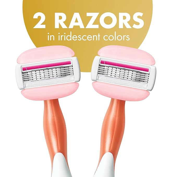 BIC Soleil Glide Disposable Razors for Women, 5 Blades With Shea Butter Moisture Strip For a Smooth Glide, 2 Piece Razor Set (Pack of 2)