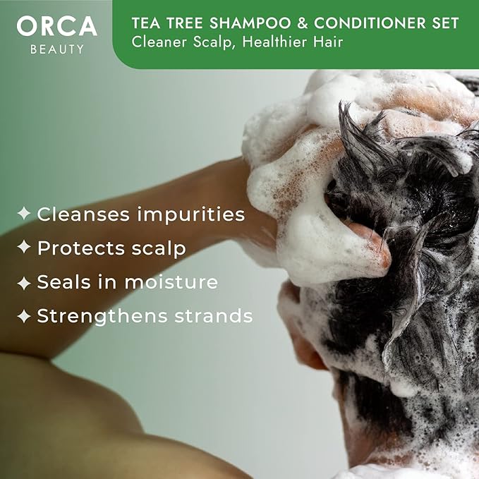 Tea Tree Shampoo and Conditioner Set 2x16oz - Dandruff Shampoo and Conditioner for Oily Hair, Dry Scalp - Natural Shampoo and Conditioner Set, Men & Women