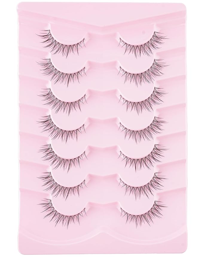 Onlyall Natural False Lashes Wispy Fake Eyelashes 7 Pairs B91