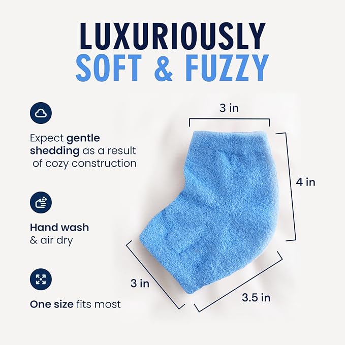 Dr. Frederick's Original Moisturizing Fuzzy Heel Socks for Dry Cracked Heels Treatment - Infused with Olive Oil, Jojoba Oil and Vitamin E - 2 Pairs - Stocking Stuffers for Adults - Blue Haven