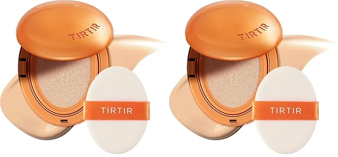 TIRTIR Mask Fit Ai Filter Cushion Foundation | AI-Like Semi-Matte Finish - Up to 72-Hour Medium to Full Coverage Korean BB Cushion Make up Beauty, #21N Ivory, 0.63 Fl Oz (Pack of 2)