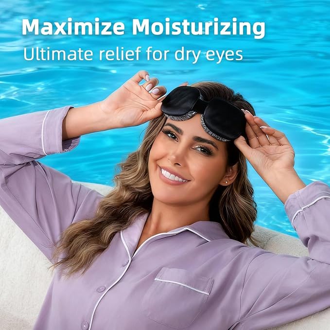 CLOZIA Eye Mask for Dry Eyes - 100% Blackout Dry Eye Mask & Moisture Goggles - Adjustable Sleeping Mask for Men & Women - Removable Cleaning Silicone, Soft & Comfortable - Great for Travel, Shift Work