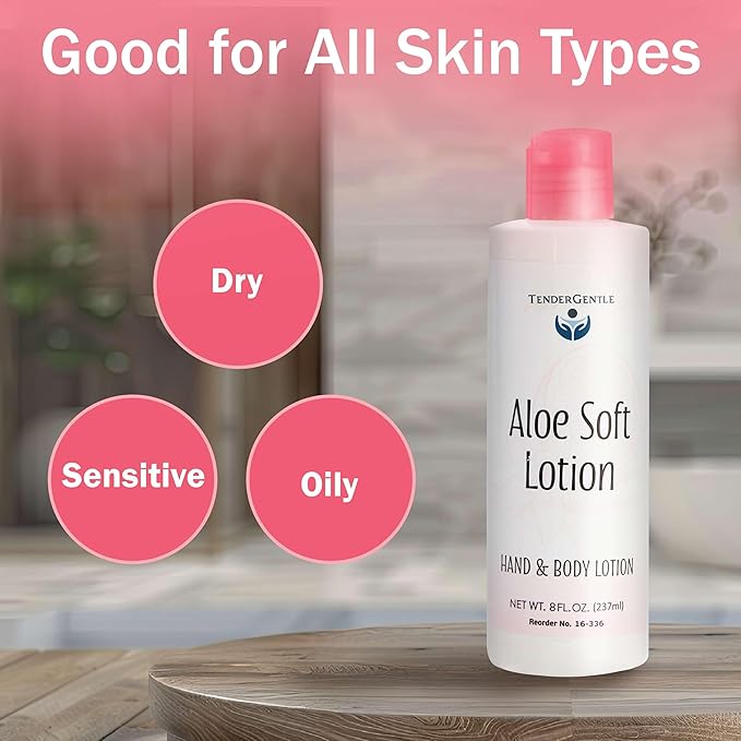 TenderGentle Aloe Lotion for Hands and Body - 6 Bottles with 8 oz of Aloe Vera Lotion for Dry Skin - Good for Sensitive Skin and Extra and Severely Dry Skin - Aloe Vera Moisturizer