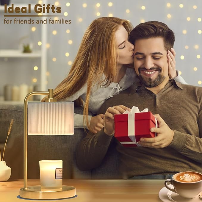 Candle Warmer Lamp with Timer, Dimmable Candle Wax Warmer Electric Candle Lamp for Scented Candles with Bulbs, Christmas Gifts House Warming Gifts Home Decor(Gold)