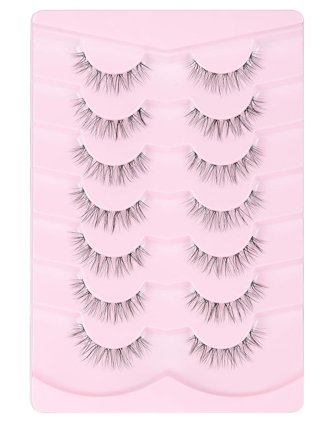Onlyall Natural False Eyelashes Clear Band Lashes Fake Lashes Wispy Eyelashes Natural Look Fake Eyelashes Wispy Eye Lashes 13mm Lashes H10
