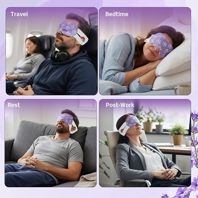 Croloose 200 Pcs Steam Eye Masks for Dry Eyes Lavender Self Heated Steam Warm Eye Mask Heated Disposable Eyes Masks for Dark Circles, Puffy, Relief Stress, Fatigue Relaxation Gifts