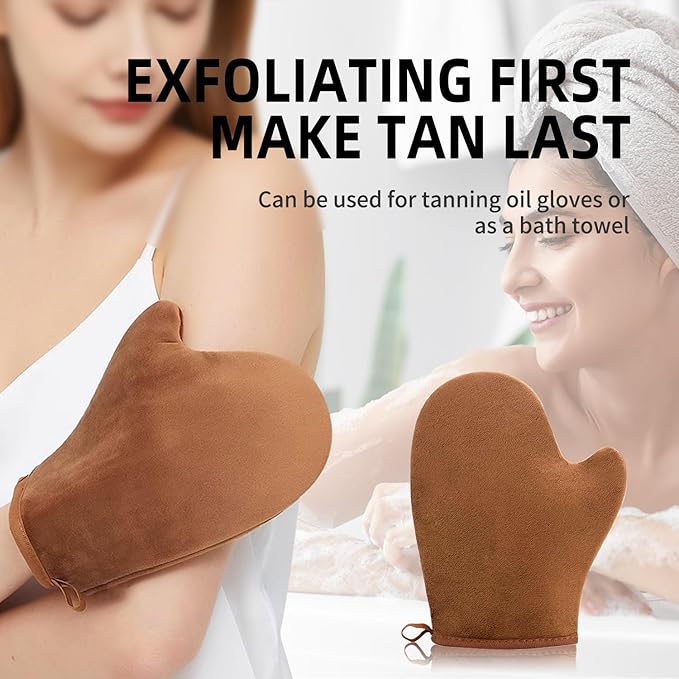 Self Tanning Mitt Applicator for Body with Thumb Hole - Reusable Sunless Tanning Glove for Even, Streak-Free Tan, Professional Application Tool for All Foams & Lotions (1P-Brown)
