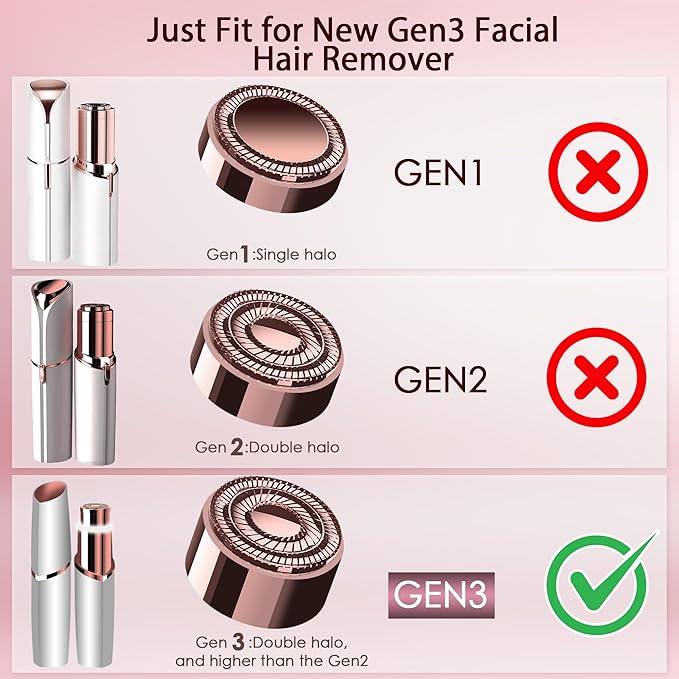 Replacement Heads for Flawless Finishing Touch Facial Hair Remover, Gen 3 Replacement Blades for Women, New Version 18K Gold Replacement Blades Refill