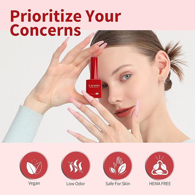 CANNI Red Gel Nail Polish - 1Pcs Bright Red Gel Polish High Gloss Soak Off U V Nail Manicure Salon DIY