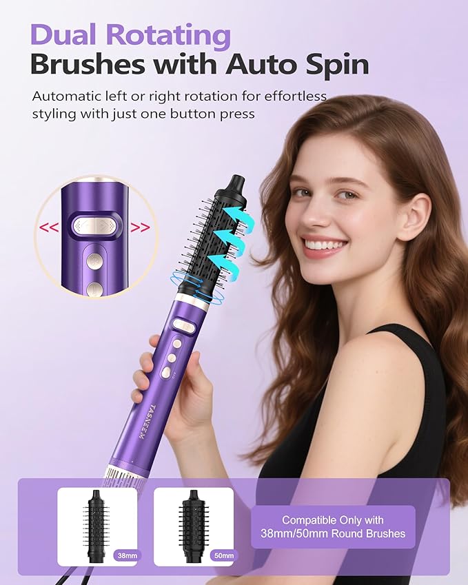 TASNEEM 7 in 1 Hot Air Styler with Auto-Wrap Curlers, Blow Dryer Brush, Ionic Hair Dryer, Straightener & Volumizing Brush, Styling Without Heat Damage, Travel Case, Frizz-Free Hair Styler