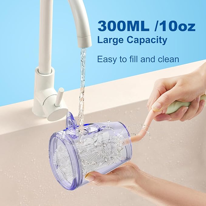 WellLeo Water Flosser for Teeth, 300ML Cordless Oral Irrigator Rechargeable Dental Flosser Picks with 5 Modes 5 Jet Tips,IPX7 Waterproof Teeth Cleaner for Braces Gum Care, Home Travel Use