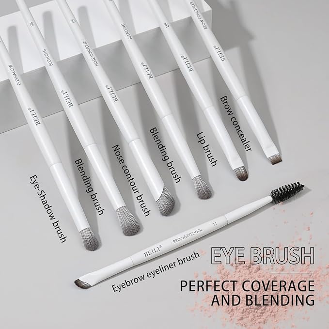 BEILI 12-Piece White Makeup Brush Set, Premium Synthetic Brushes for Foundation, Blending, Eyeshadow, Contour, Blush, and Eyeliner, Luxury Gift-Ready