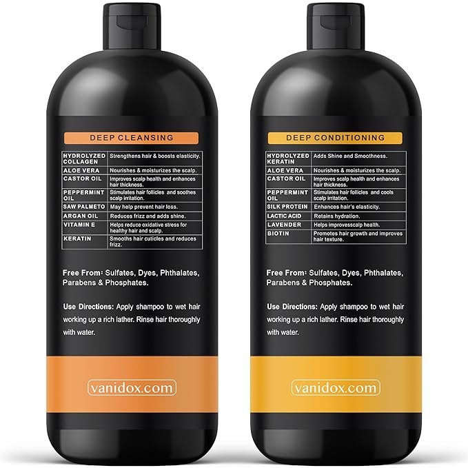 Tea Tree Oil Shampoo and Conditioner Set with Biotin, DHT Blockers, Itchy Scalp Relief, Supports Thicker-Looking Hair, Cleanses Dandruff & Buildup, For Men & Women, Made in USA, 16 fl oz Each