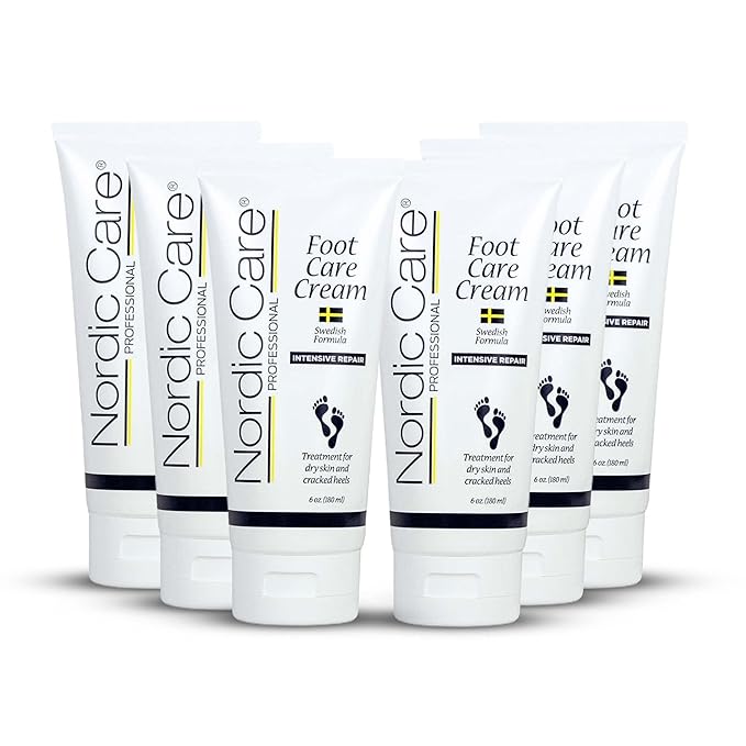 Nordic Care Foot Care Cream - Repairs and Hydrates Dry and Cracked Heels, 10% Urea Cream Treats Severely Dry Feet, Cracked Heels & Callus Removal, Hypoallergenic & Lanolin-free | 6 Oz (Pack of 6)