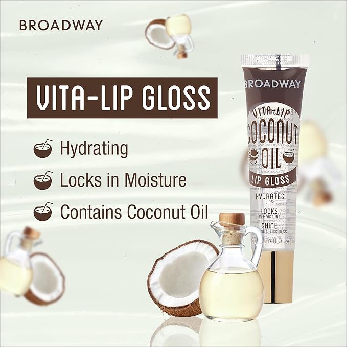 Ruby Kisses Broadway Vita-Lip Clear Lip Gloss (5 Pack Mint, Rosehip, Coconut, Argan Oil, Mango Butter), Ultra-Hydrating & Soothing Formula with Vitamin Oils, High-Shine Non-Sticky Finish Lip Balm
