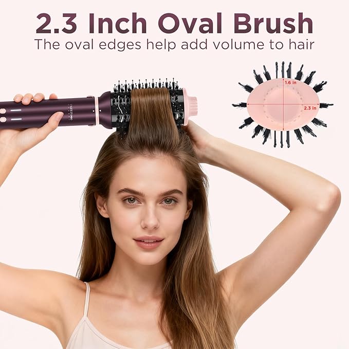 7-in-1 Hot Air Styler, PARWIN PRO BEAUTY Travel Dual Voltage MaxAIR 2.0 Multi-Styler Set, 110,000RPM High Speed Hair Dryer Brush with Air Hair Straightener, 1.1 Inch Auto-Wrap Curlers, Jasper Plum