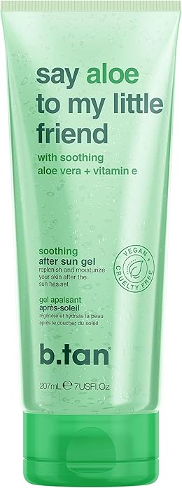 B.TAN Aloe Vera Gel for Face & Body | Ultra Hydrating, Soothing After Sun Lotion Aloe Gel with Vitamin E, Sunburn Relief, 7 Fl oz, 2-Pack