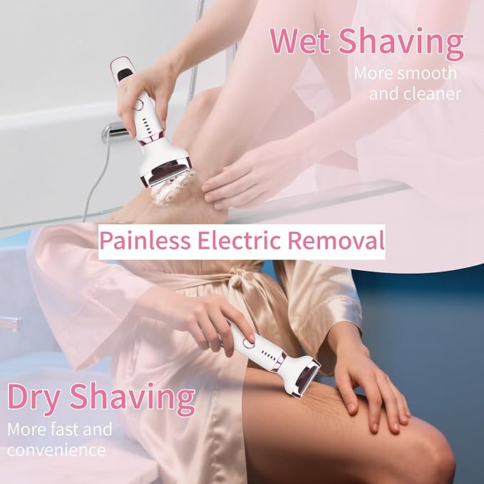 Electric Razor for Women Men with LED Display,4 in 1 Ladies Wet & Dry Body Razors and Facial Hair Remover, Rechargeable Painless Hair Removal Kit for Nose Face Body Leg Bikini Arm Hair
