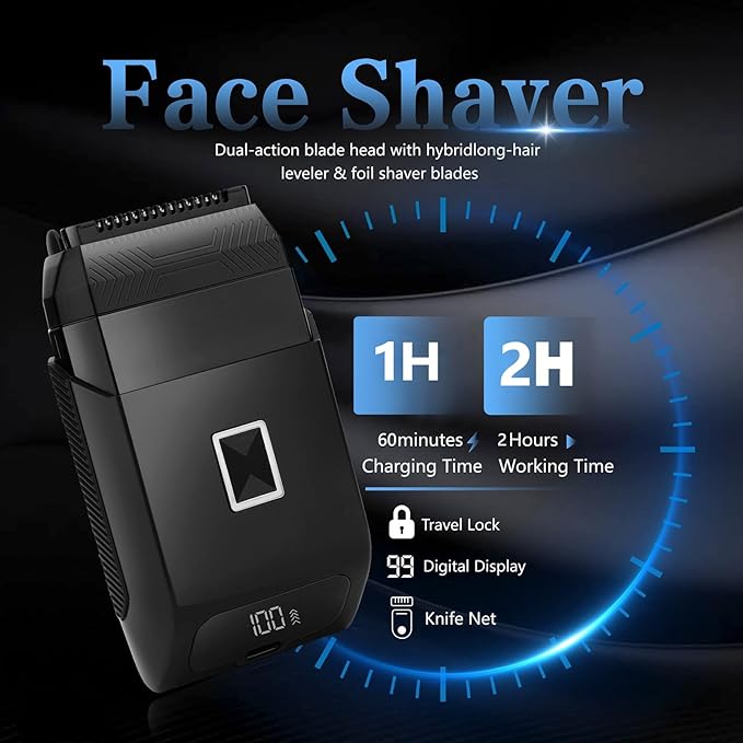 Soonsell Manscape Beard Trimmer for Men,IPX7 Waterproof 4 in 1 Men's Grooming Kit,Ball Shaver,Nose Hair Clippers,Electric Razor,Hair Clippers for Men,LED Display,Wet/Dry Trimmer