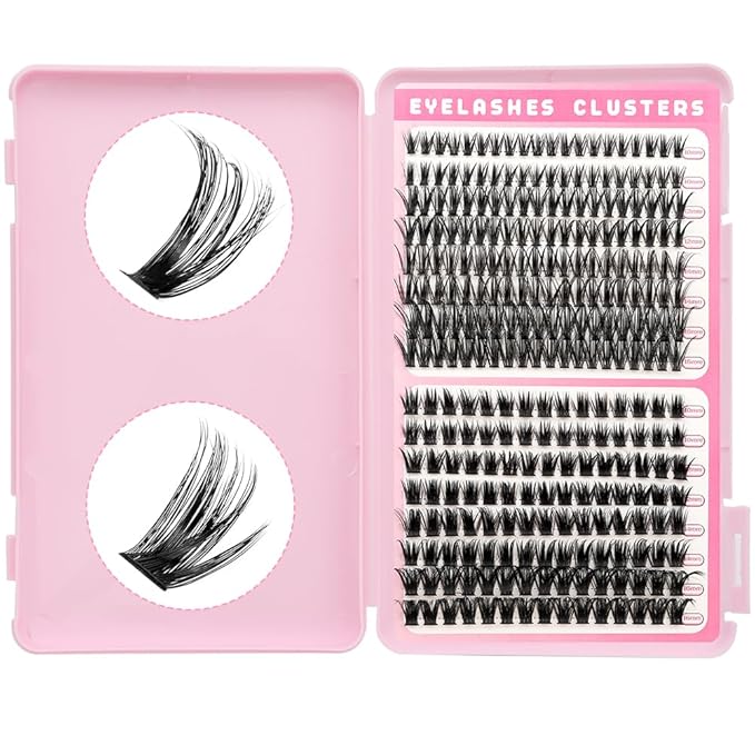 Cluster Lashes Eyelash Clusters 40D+80D Lash Clusters Wispy Individual Lashes 196PCS D Curl Lash Extension Natural Lashes Clusters DIY Cluster Eyelash Extensions for Beginners