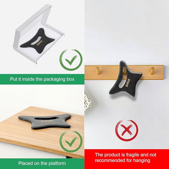 Full Body Gua Sha Tool and Facial Massage Tools, Ergonomic Bian Stone Handle Guasha Scraping for Neck/Arm/Back/Legs andtomach Masseger for Lymphatic Drainage & Cellulite(Black, Large)