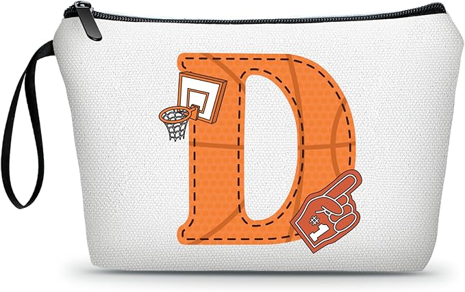 ARIOSEY Basketball Gifts Monogrammed Cosmetic Travel Makeup Bag Basketball Accessories Graduation Birthday Gifts for Girls Coaches Daughters Team Friend Mom Player-D
