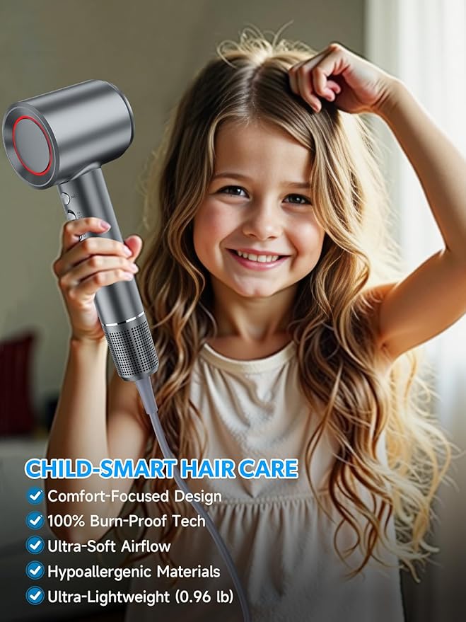 2026 Hair Dryer, Blow Dryer with Diffuser - 200,000 RPM High-Speed Ionic Technology for Women and Man, 1200M Negative Ions & Brushless Motor, Low Noise Design with Magnetic Nozzle Attachments (Gray)
