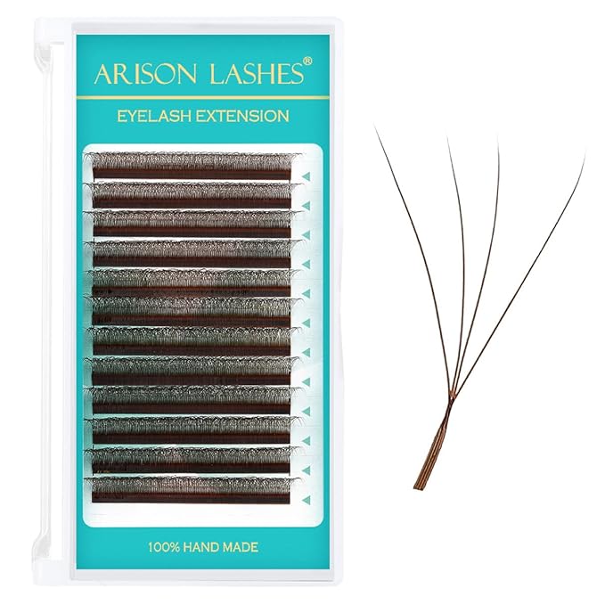 W Eyelash Extension W Shape 4D Premade Fans YY Lashes 0.07 C Curl Matte Black YY Shaped Volume Fans (Brown-YY-4D-0.07C-15mm)