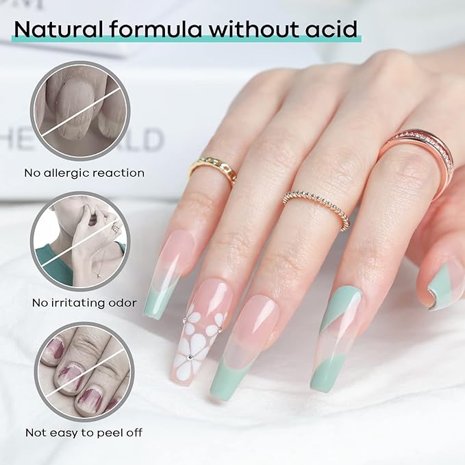 modelones 15 ml Nail Dehydrator and Primer, Acid Free Base Coat Natural Prep Dehydrate & Bond Primer Kit, Hema-Free Acrylic Nail Supplies
