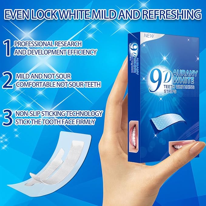 9D Sensitive Teeth Whitening Strips- Professional Enamel-Safe Formula, Fast Stain Removal for Coffee Drinkers & Smokers, Sensitivity-Free Whitening Kit-42Pairs (84Strips)