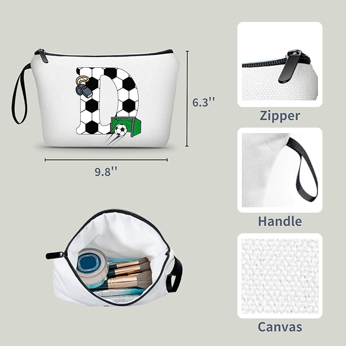 ARIOSEY Soccer Gifts Personalized Soccer Ball Cosmetic Bag for Purse Birthday Inspirational Gifts for Girls Women Team Coach Mom Stuff Travel Organizer-D