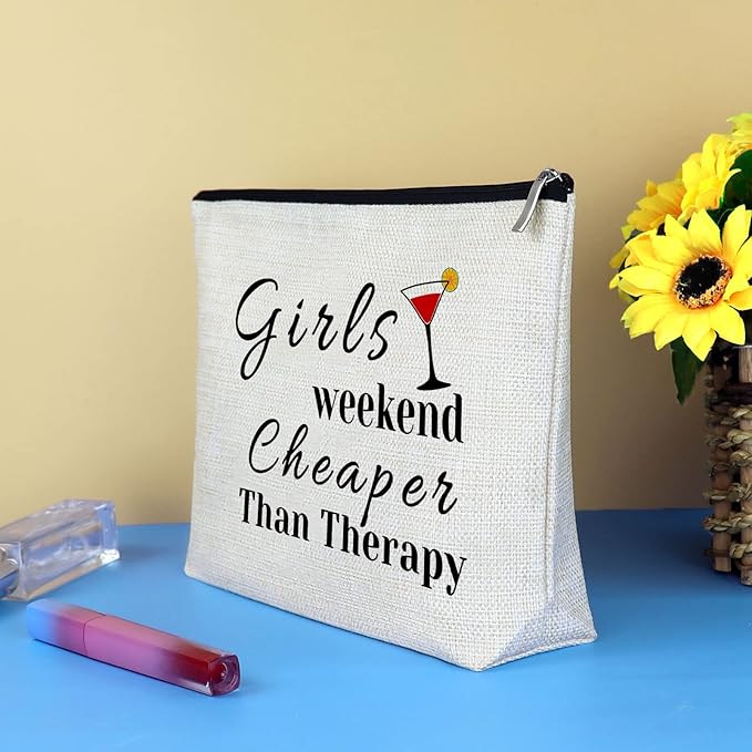 Girls Weekend Gift Makeup Bag for Her Travel Trip Gift for Best Friends Bestie Cosmetic Bags Friendship Present Christmas Birthday Graduation Present for Women Girls BFF Travel Toiletry Cosmetic Pouch