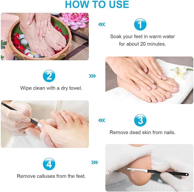 6Pcs Pedicure Knife Set, Professional Foot Knife with A Storage Box, Ingrown Toenail Removal Kit, Foot Care Tools Hard Dry Skin Remover for Hand Feet
