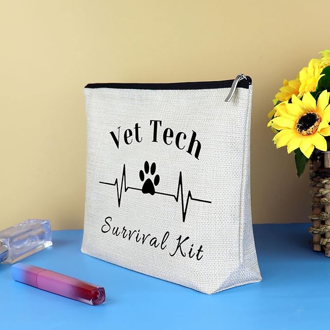 Vet Tech Gifts for Women Cosmetic Bag Veterinary Technician Veterinarian Gifts Makeup Bag Thank You Gift Birthday Graduation Gift for Vet Tech Veterinarian Medicine Student Travel Toiletry Bags