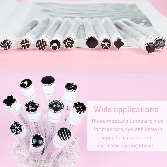 20pcs Mascara Wands Tube Reusable Lash Spoolies Black Classic Eyelash Brush Tubes Spoolies Lash Extension Brushes Applicators Makeup Tools (Black Classic-MIX)