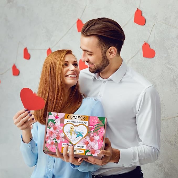 Bath Bombs for Girls - Bath Bombs, Valentines Day for Women Kids, Bubble Bath, Handmade Bath Bomb Gift Set Bathbombs Relaxing Spa Gifts Basket for Her Wife Mom Birthday Gifts