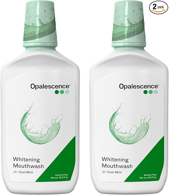 Opalescence Whitening Mouthwash – Teeth Whitening and Fresh Breath Mouthwash for Adults – Hydrogen Peroxide Formula, Alcohol-Free, Cool Mint Flavor (2 Bottles) 15.5 Fl Oz – Made by Ultradent 5447-2T
