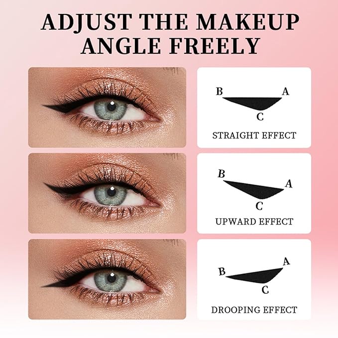 2 Pack Black Eyeliner Stamp,One-Piece Liquid Gel Eyeliner Stencil Set for Perfect Wings,Long Lasting Waterpoof & Smudgeproof Foldable Makeup Eye Liner Tool