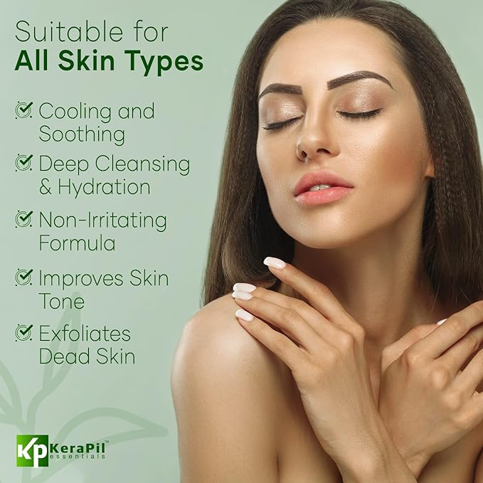 KERAPIL Exfoliating Body Wash with Salicylic Acid - No Dry Out, Gentle Exfoliates Rough and Bumpy Skin, Body Acne Wash, BHA & AHA - Cucumber and Mint Salicylic Acid Body Wash - (16 fl oz x 2)