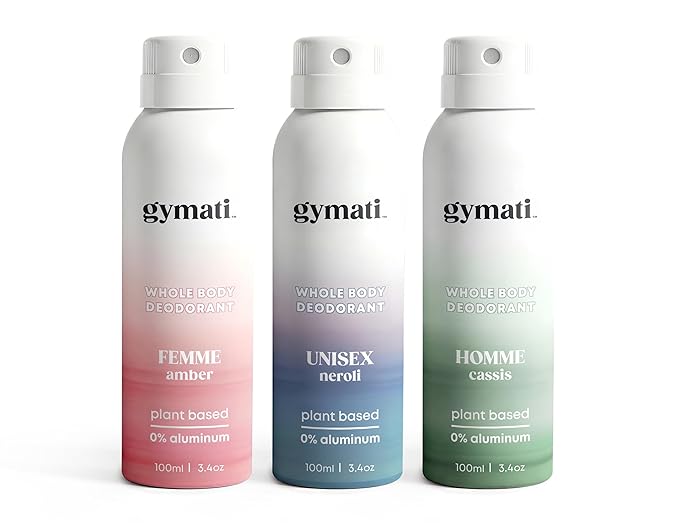 Gymati Natural Body Deodorant Spray Aluminum Free - Men & Women & Unisex - Pack of 3