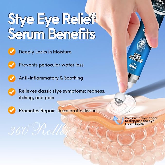 Stye Eye Treatment, Eye Serum for Stye, Chalazions & Blepharitis Roller Serum, Natural and Plant-based Formula (1 Fl Oz)