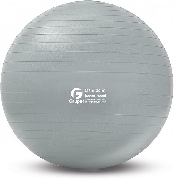 Gruper Yoga and Pilates Ball,4 Sizes Gym Ball for Fitness, Yoga, Workout, Pregnancy and Physical Therapy,Quick Pump Included,Great as Yoga Ball Chair for Office or Home Gym Equipment